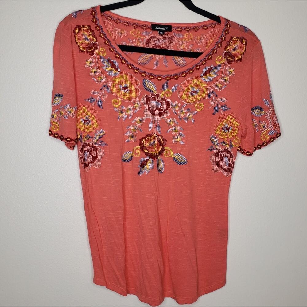 Tolani | Cross stitched Embroidered Floral Top